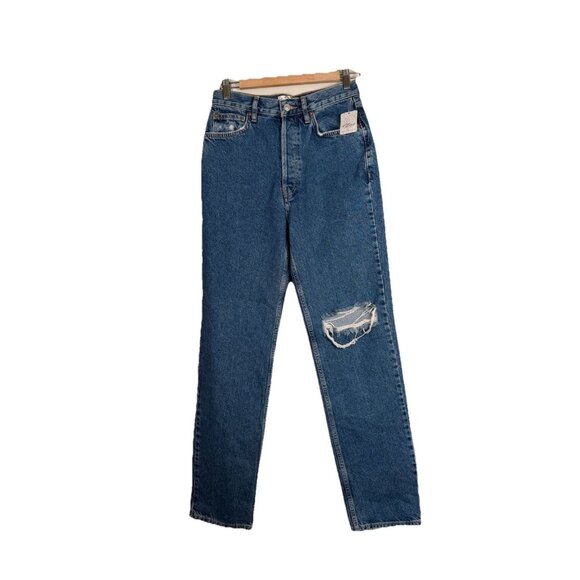 Free People Jeans We The Free Women’s Size 27 The Lasso Sapphire Blue Boho NWT - Picture 1 of 14